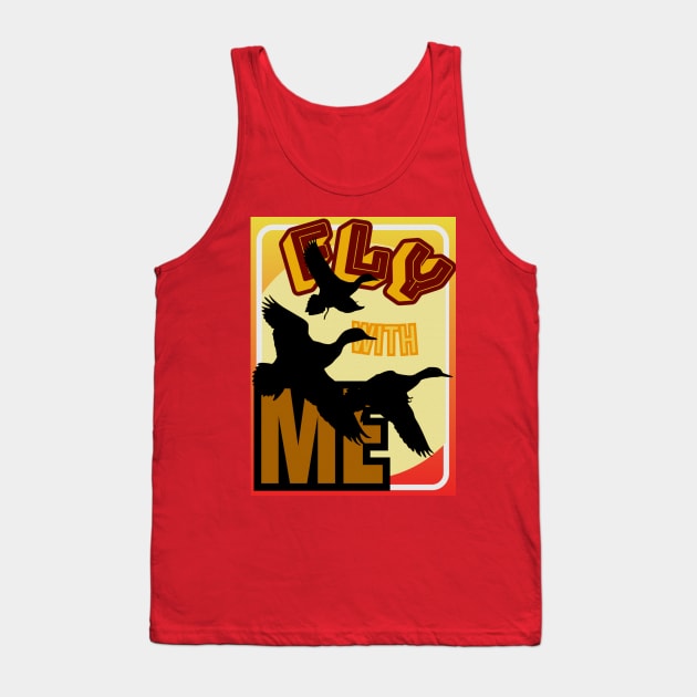 Fly with me, three black geese against the background of the setting sun Tank Top by PopArtyParty
